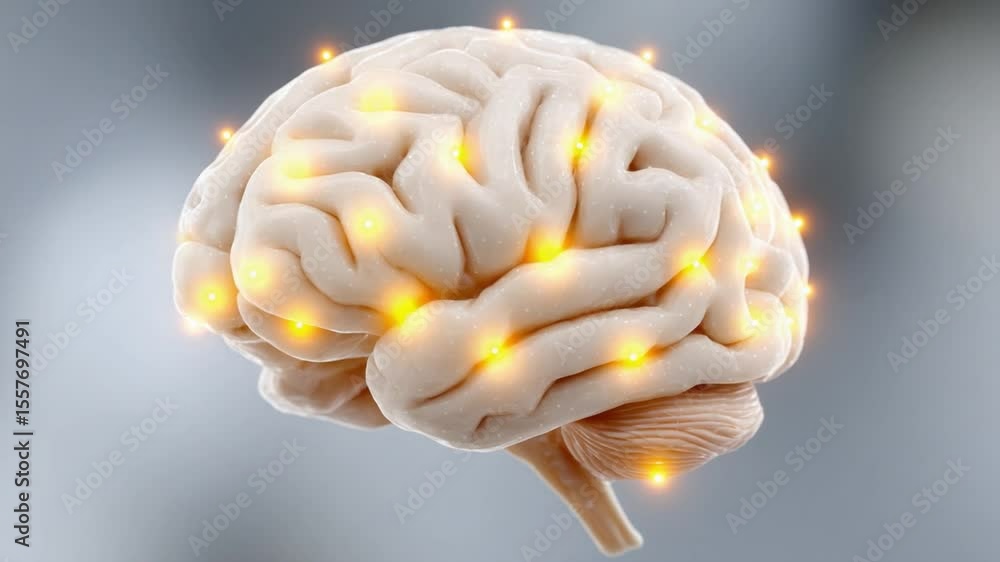 Poster Illuminated Mind: A glowing representation of a human brain, showcasing the intricate network of thoughts and ideas, highlighting its power of cognition and innovation.