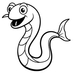 Fototapeta premium eel---snake-like-body---fins---cartoon-face