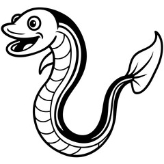 Fototapeta premium eel---snake-like-body---fins---cartoon-face