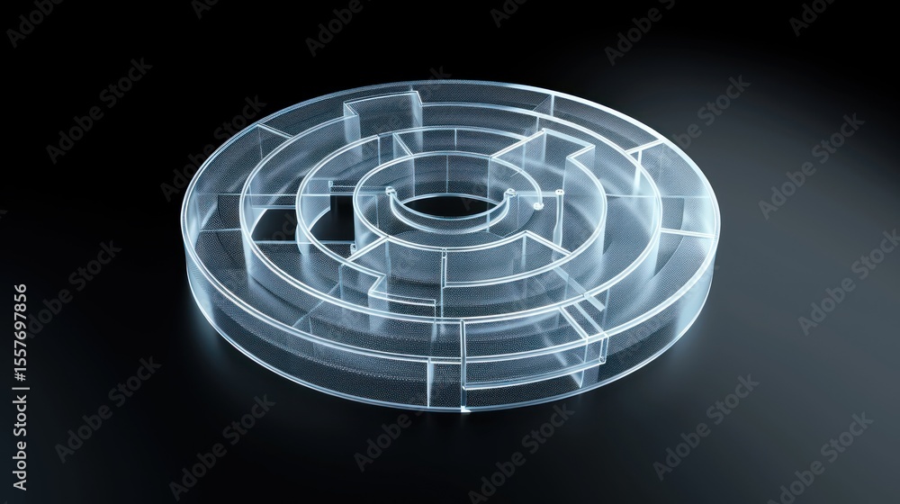Poster circular maze: a 3d puzzle of intricate design