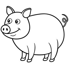 Fototapeta premium pig---round-body---snout-and-legs---tail-and-face