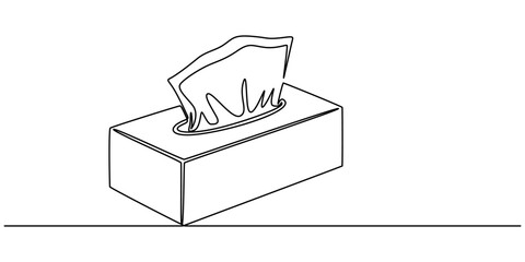 Minimalist One-Line Drawing of Tissue Box on Light Background, Tissue box continuous one line drawing, Single line drawing illustration of Tissue box icon. Blank tissue box mockup concept vector art. 