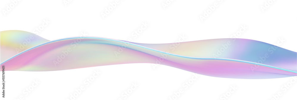 Poster 3d wave abstract liquid background with glass ribbon fluid shapes. blue gradient holographic element