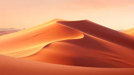 Fotobehang Desert landscape with sand dunes at golden hour, soft shadows © mehroo