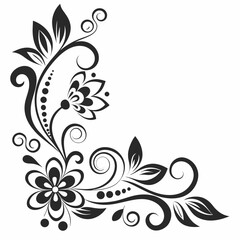 Abstract floral background with vintage ornamental flowers and swirling decorative elements