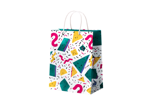 Colorful shopping bag with geometric pattern