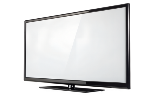 Modern flat screen television with blank white screen isolated on transparent background - Powered by Adobe