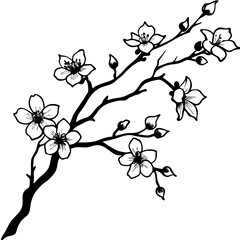 delicate-cherry-blossoms-branch--ink-wash-painting
