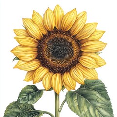 Detailed illustration of a sunflower