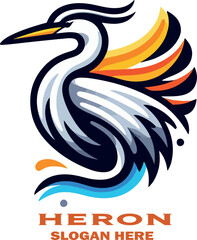 Obraz premium Heron logo vector white background .
