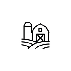 Farm Barn and Silo Monoline Icon © Vectiza