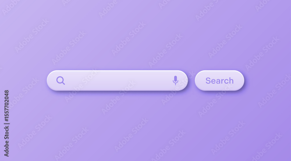 Fototapete colorful 3d search bar template. internet browser engine with search box, address bar and text field