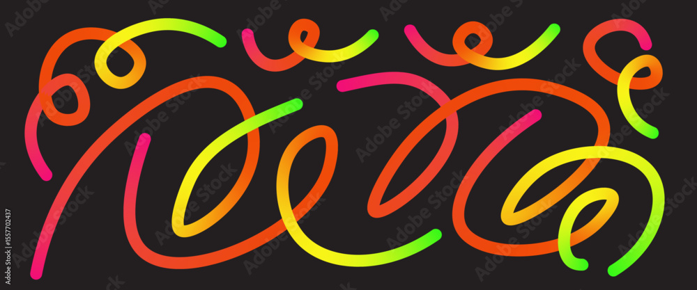 Aufkleber warm colors lines set. wavy red and yellow shapes pattern. gradient squiggly spirals. curved long fl