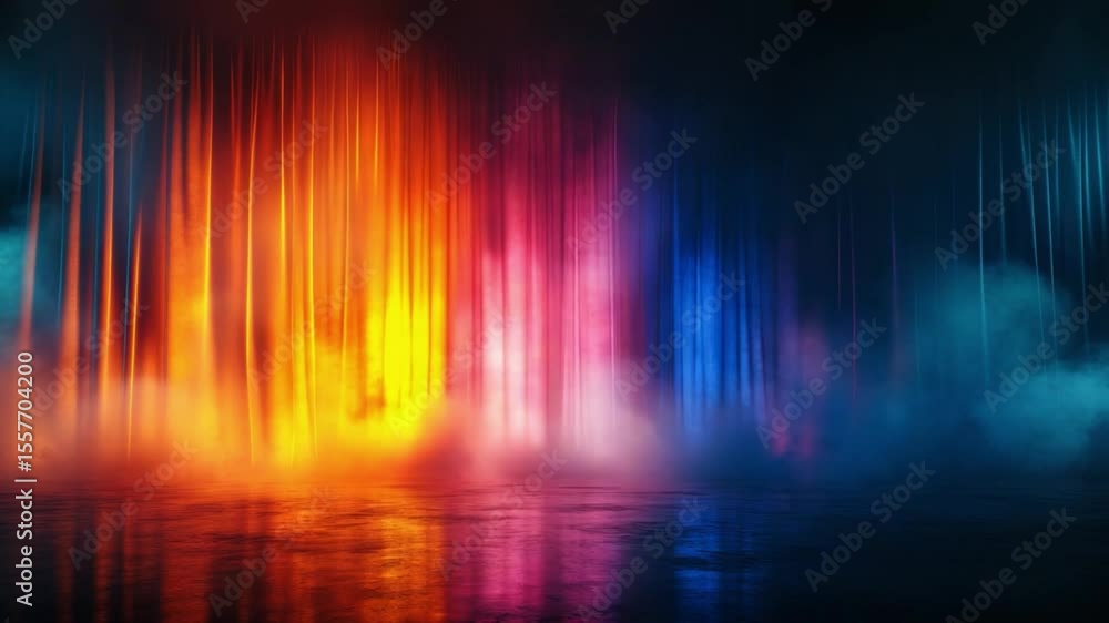 Poster radiant symphony of light: a mesmerizing interplay of vibrant colors dances in an abstract compositi