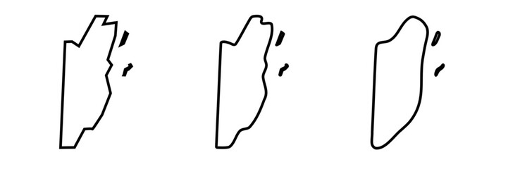 Belize country black outline silhouettes in three different levels of smoothness. Simplified maps. Vector icons isolated on white background.