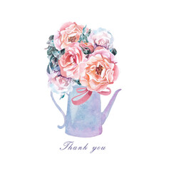 bouquet of pink roses in vase