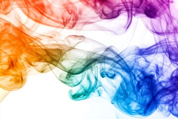 Abstract Colorful Smoke Swirls on White Background