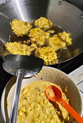 Frying Corn Fritters, Indonesian Cooking Scene