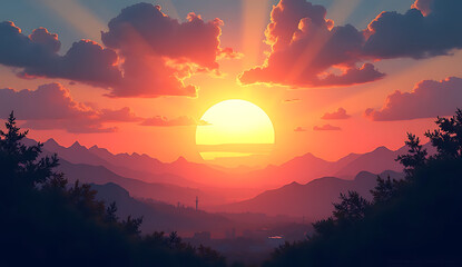 sunset over the mountains