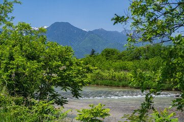 有明山と穂高川 安曇野