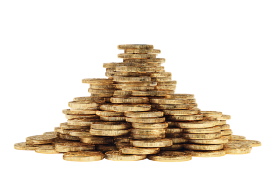 Large pile of gold coins, wealth, richness concept