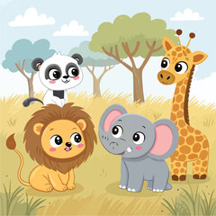 Naklejka premium animals in the forest