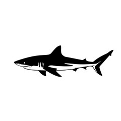 Fototapeta premium Shark Awareness Day illustration featuring a sleek black and white shark silhouette. This powerful image promotes ocean conservation and responsible fishing practices.