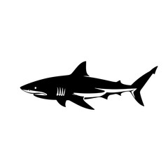 Fototapeta premium Shark silhouette illustration. Shark Awareness Day graphic design for educational posters and awareness campaigns. Ocean predator silhouette for marine wildlife conservation projects.