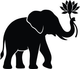 Serene Elephant Silhouette with Lotus Flower A Symbol of Peace and Wisdom
