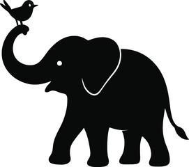 Elephant and Bird Silhouette A Symbol of Friendship and Nature