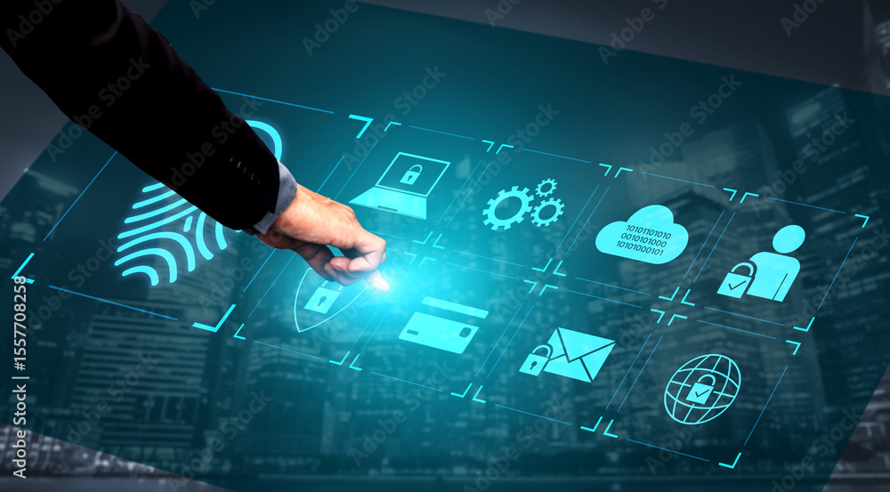 Poster system for safeguarding digital identity using fingerprint authentication, encryption, and secure ac