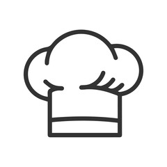 Simple black outline of a chef s hat on a white background