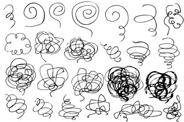 手描きのもやもやマークと吹き出し　憂うつ　不安　鬱　ベクター