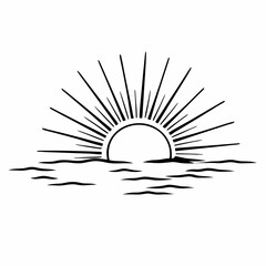 Sun rise set, sunset vector icons, sunburst rays collection	