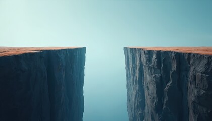 Abstract image shows gap between two cliffs. Concept of economic inequality financial gap. Symbol of divide, disparity, income differences. Illustration about poverty, contrast between rich, poor,
