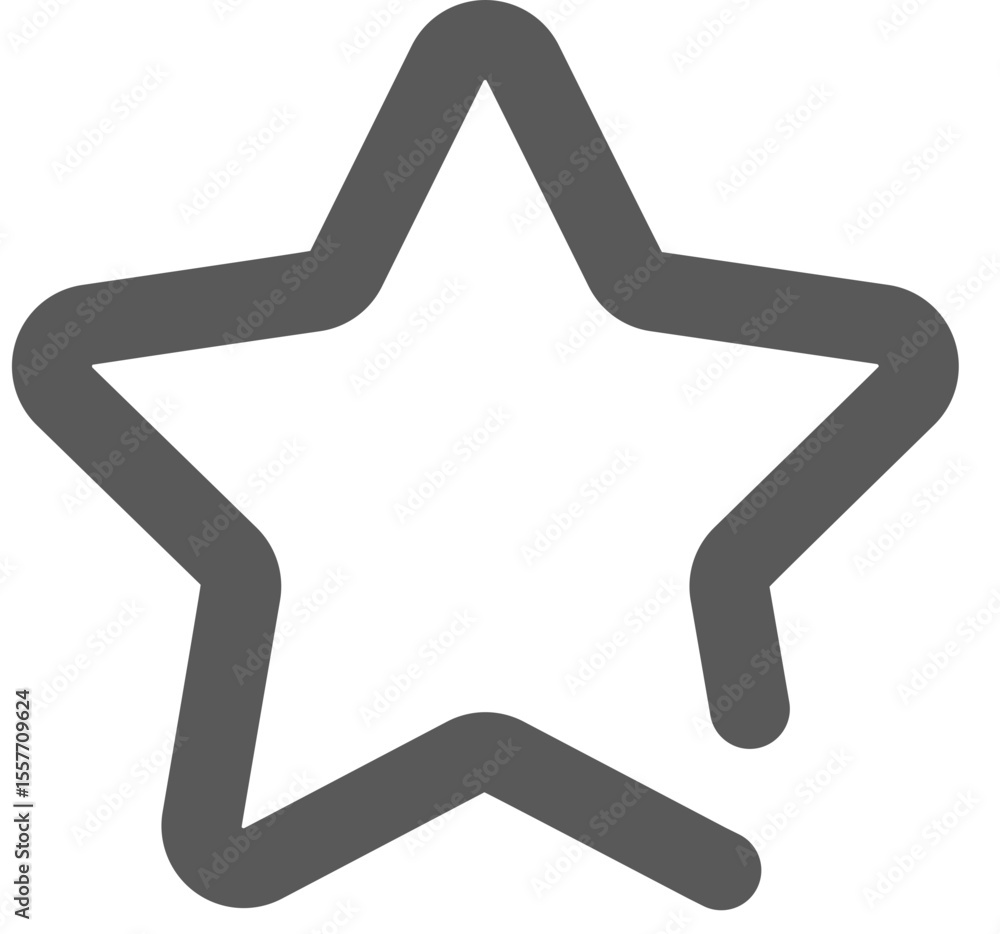 Aufkleber illustration of a simple outlined star shape in gray color with rounded corners on a white backgroun