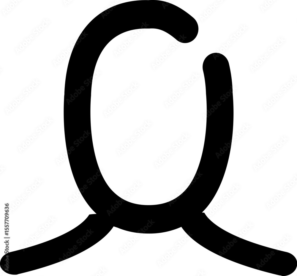 Poster a stylized letter q with a unique design featuring curved lines and a distinctive tail extending out
