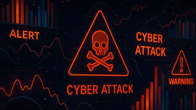 A striking digital illustration warning of a cyber attack