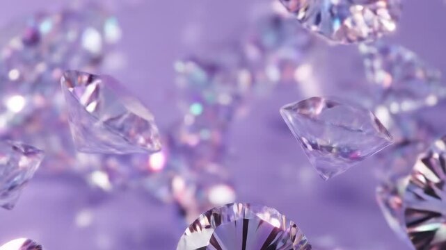 V&iacute;deo de Fundo com Diamantes Brilhantes em Lil&aacute;s Pastel Suave &ndash; Motion Design e Footage Horizontal Brilhante.