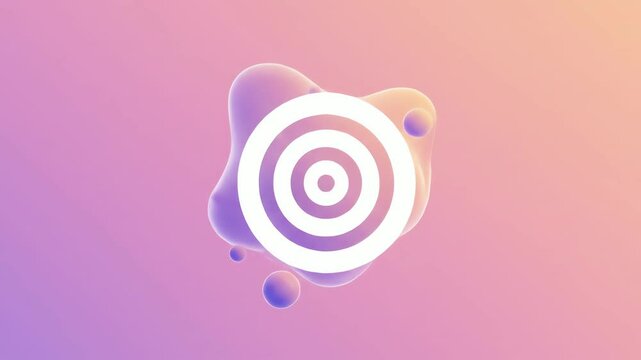 A white target logo is surrounded by smooth blobs on a gradient pink and peach background