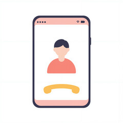 Flat vector design showcases a phone screen with an unknown caller graphic on a clean white background
