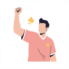 Player in a minimalist design raises a fist in celebration, showcasing excitement and triumph in a sports activity