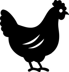 Black hen and chick birds, a cartoon vector illustration of farm poultry