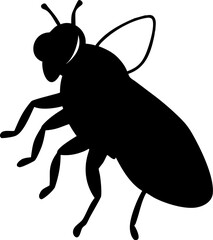Funny cartoon vector illustration of a cute black and white insect character, a smiling beetle with antennae, isolated on nature