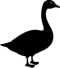 Black and white vector illustration of a wild goose silhouette