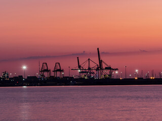 Sunrise at the port of Pinedo (Valencia, Spain)