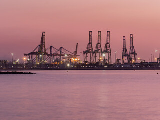 Obraz premium Sunrise at the port of Pinedo (Valencia, Spain)