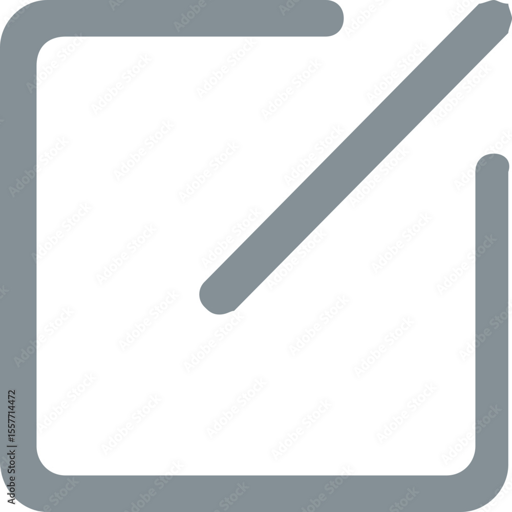 Poster gray square outline with rounded corners and a diagonal line inside representing edit or modify icon
