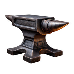 Detailed antique metal anvil isolated on transparent background