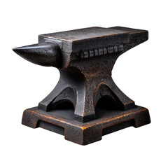 Antique cast iron anvil with a horn and square base isolated on transparent background